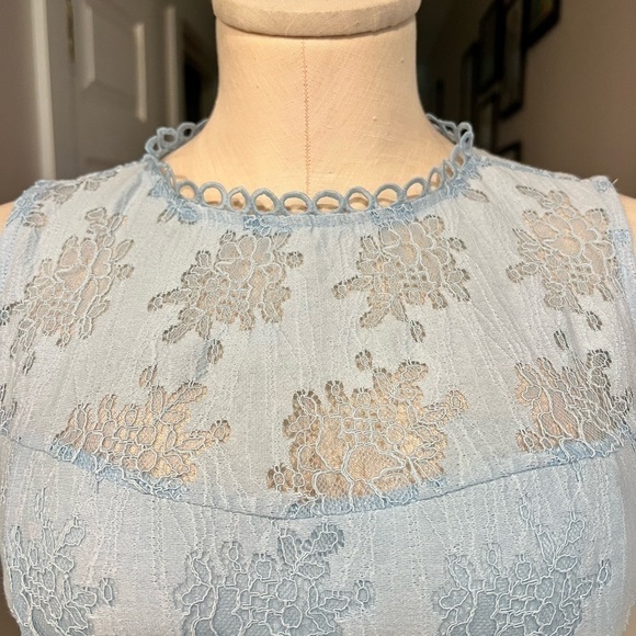 MIAMI for Francesca pale blue column lace over midi dress with ruffle hem - Picture 3 of 14